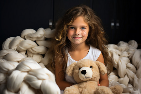 小女孩与泰迪熊图片