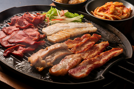 健康烧烤素材韩式烤肉料理背景
