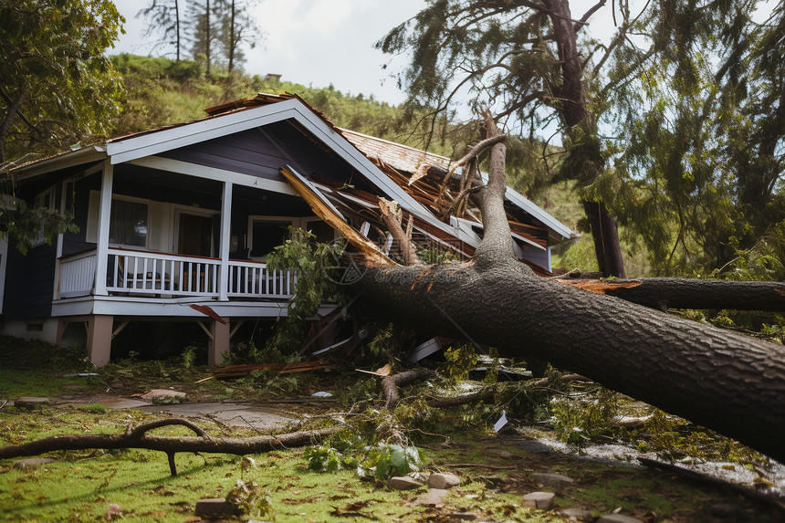 风暴中的倒下的树木图片