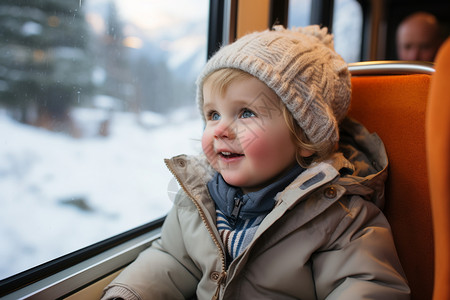 车上的乘客冬日火车上的孩子背景