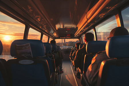 公交车座位旅行的美丽瞬间背景