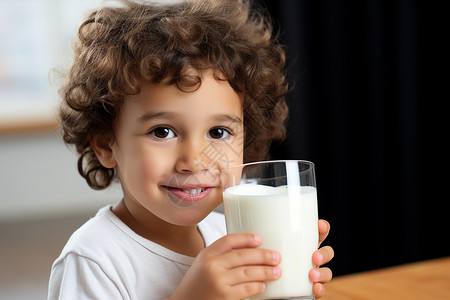 小男孩喝着牛奶背景图片