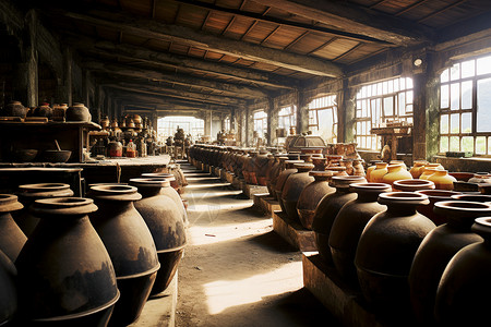 古镇的酒坊米酒酿造的高清图片