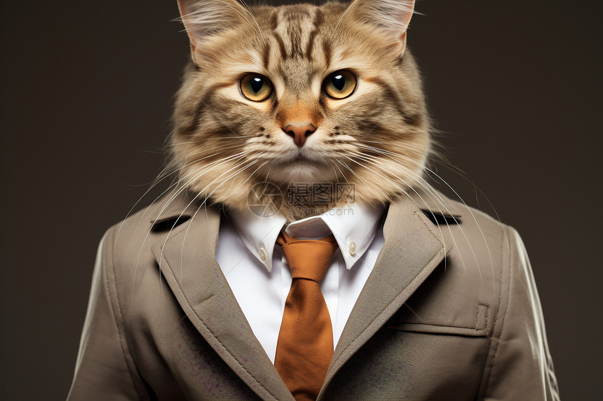 可爱的猫咪穿着西装打领带图片