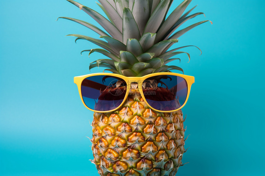 一个戴着太阳镜的新鲜菠萝图片