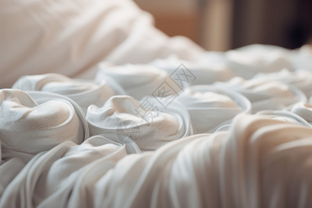沙发弹簧床上的白色细布背景
