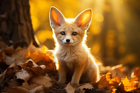 阳光下的小狐狸图片