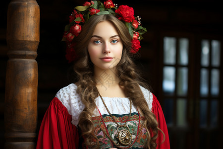 复古服装美丽的传统服饰女性背景