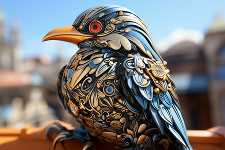 3D雕塑3D精美小鸟背景