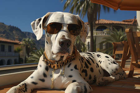 度假的斑点狗图片