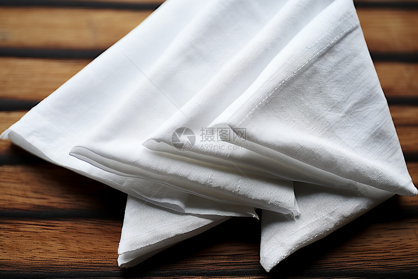 柔软的白色餐巾图片