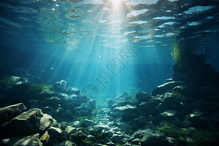 超写实油画蔚蓝的海底世界背景