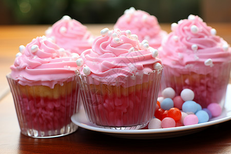 粉色蛋糕和糖果图片