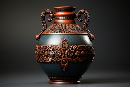 黑色古陶酒坛古代瓷酒罐背景