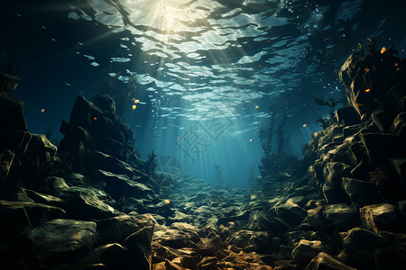 海底光线清澈海底的风景背景