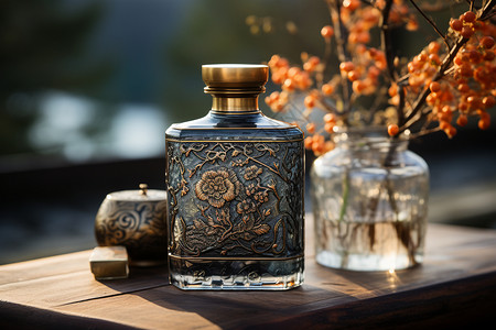 简约陶瓷酒瓶设计背景图片