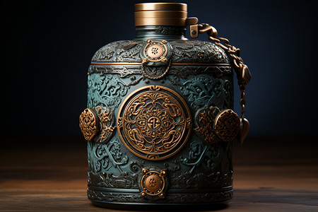 龙形青花酒罐背景图片