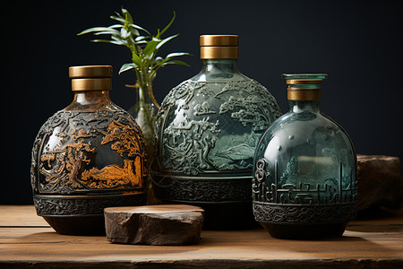 古朴的陶瓷酒罐图片