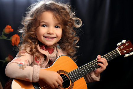 弹吉他的孩子背景图片
