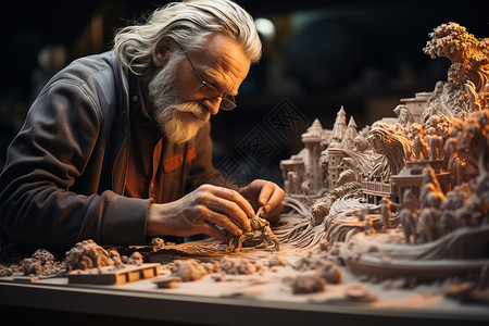 3D城堡雕塑家的艺术作品背景