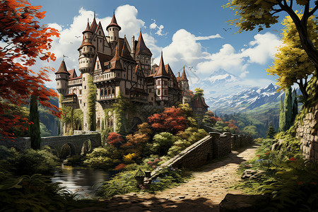 梦幻中世纪城堡背景图片