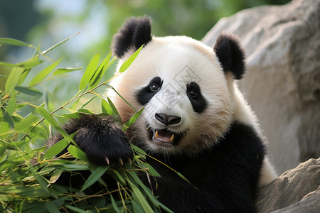 熊猫品尝竹子图片