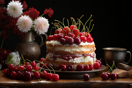 红丝绒慕斯蛋糕背景图片