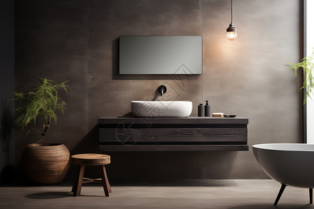 浴室洗漱台浴室角落的优雅设计设计图片