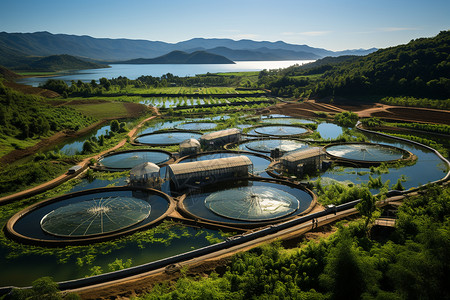 生态养殖湖畔生态艺术背景