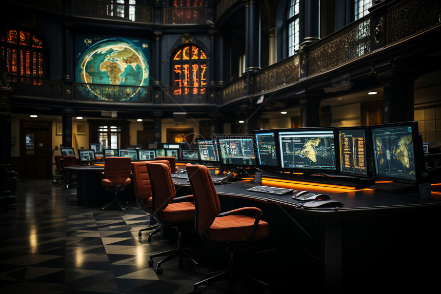 证券交易所股票交易大厅图片