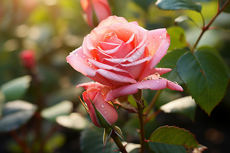 花园中绽放的粉色玫瑰图片