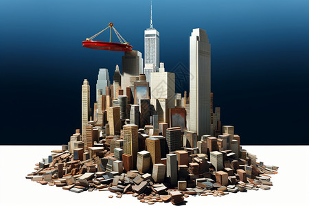 债务重组白色背景上的城市建筑插画