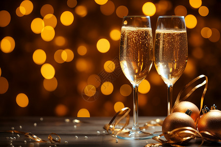 1周年庆典欢庆之夜庆祝的香槟背景