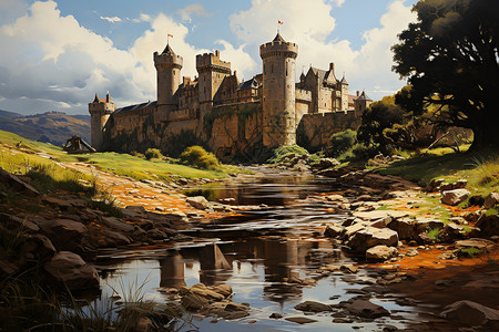 油画中世纪城堡图片