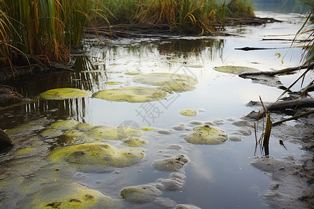 污水污泥造成的湖泊环境恶化背景图片