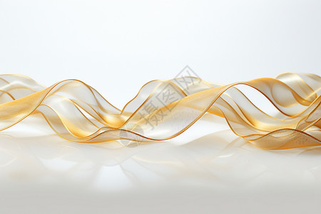 金色波浪丝带缤纷庆典的丝带背景