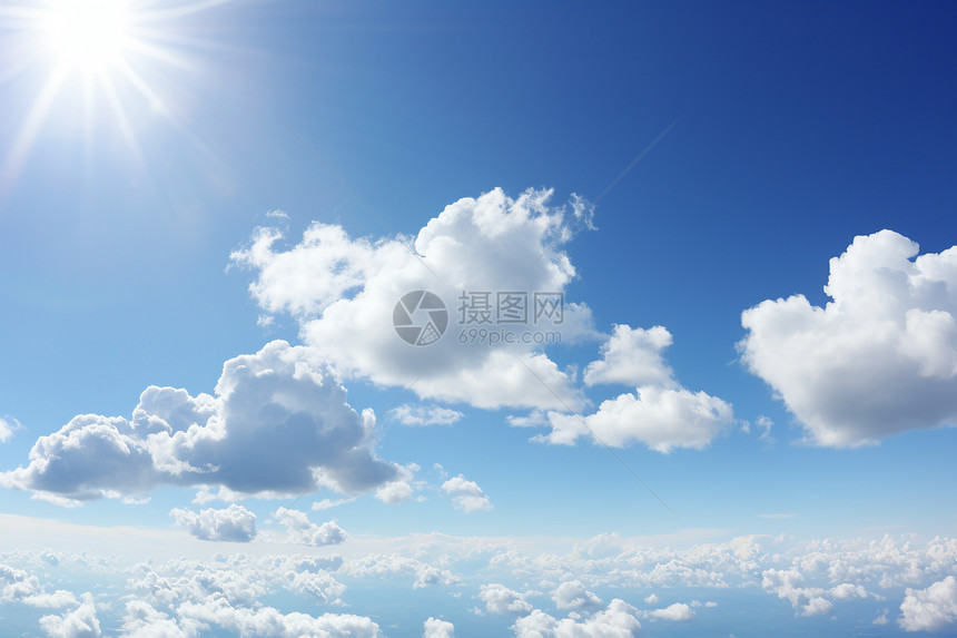 夏日天空中的白云图片