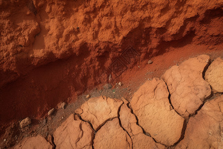 深红带有裂痕的泥土高清图片