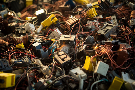 工业废品电子垃圾堆背景
