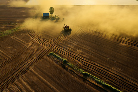 农田中的拖拉机图片