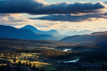 三价合一山水合一的自然风景背景