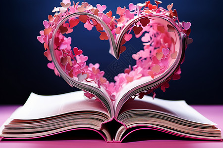 粉色爱心装饰书本上的爱心装饰设计图片