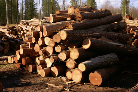 砍伐的木材图片