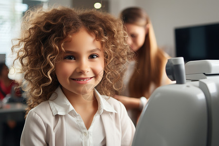 一位小女孩在接受视力检查图片