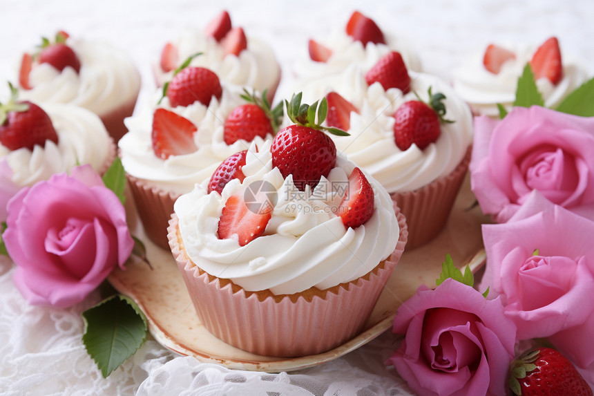 新鲜的草莓蛋糕图片