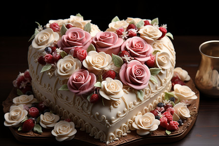 漂亮的爱心蛋糕背景图片