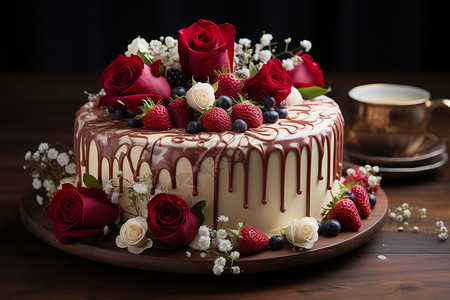 甜蜜时刻浪漫蛋糕背景图片