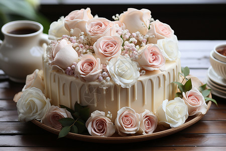 浪漫甜蜜的心形蛋糕背景图片