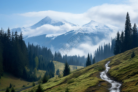 高山上的美丽风景高清图片