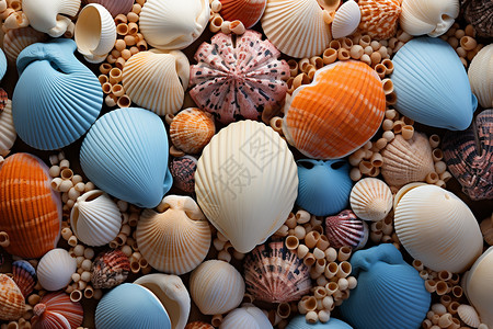 装饰贝壳海滩贝壳群背景